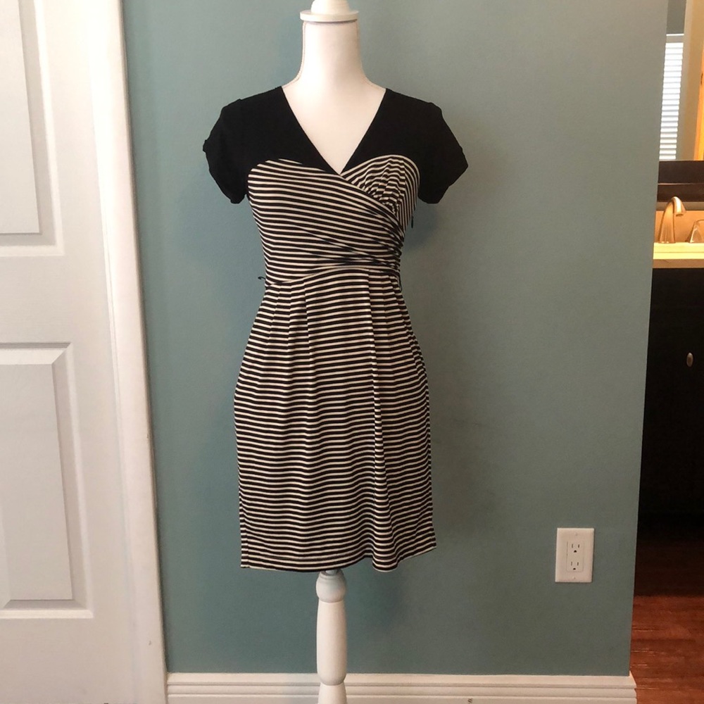 BCBG Black and white striped dress